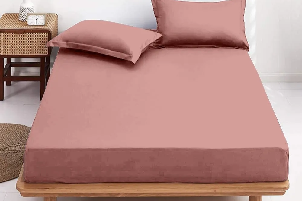 Drap housse rose 100% coton